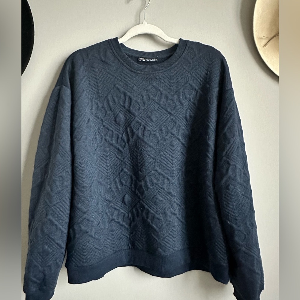 Zara navy sweater print sweatshirt